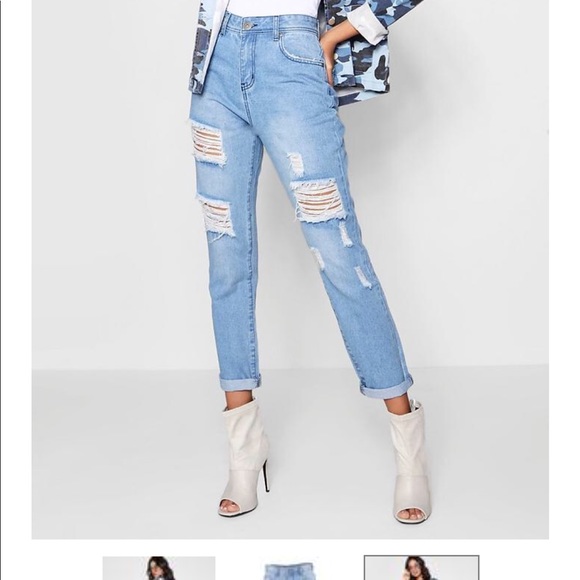 all over ripped jeans